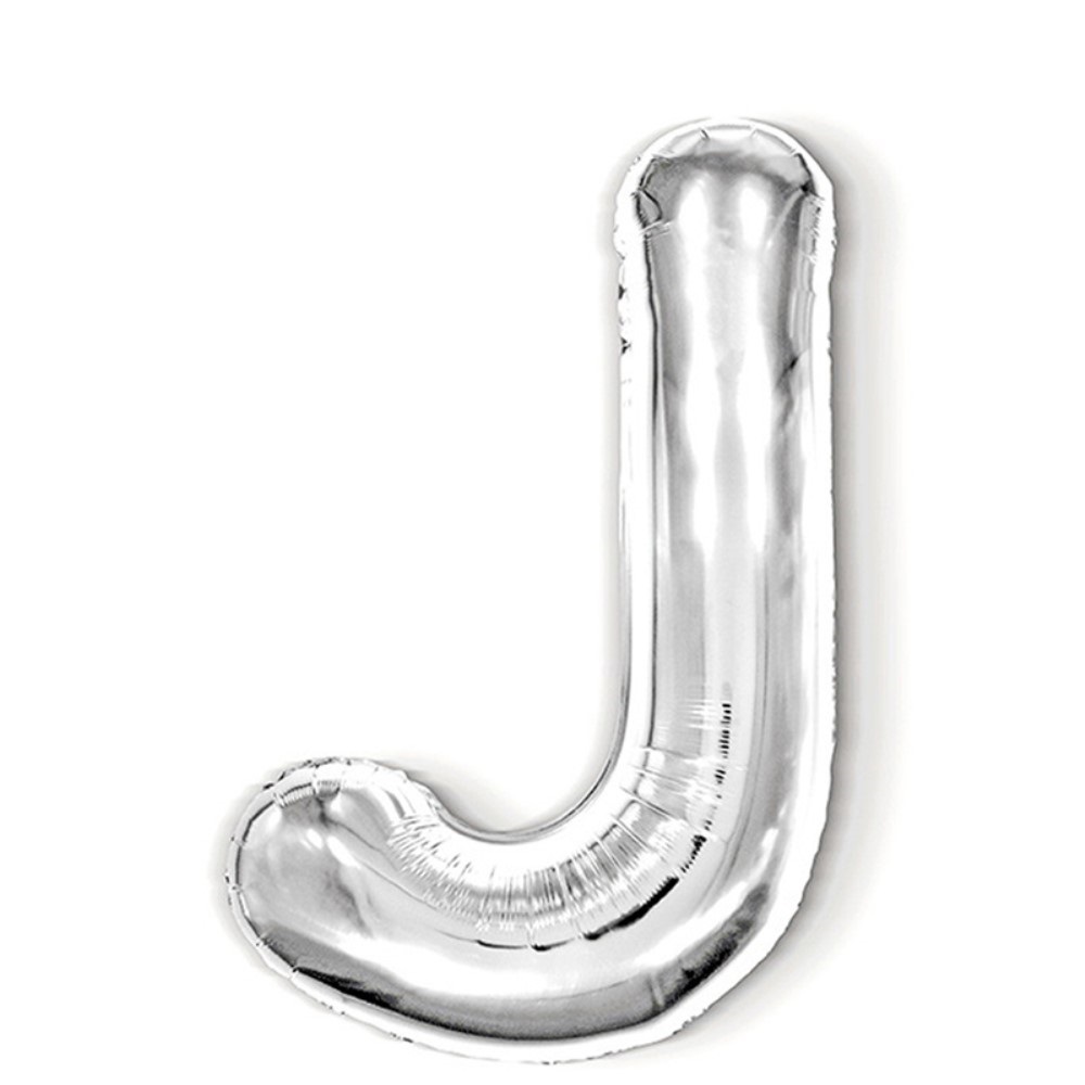  Bokstavsballong J 40 cm Silver - Teknikhallen.se