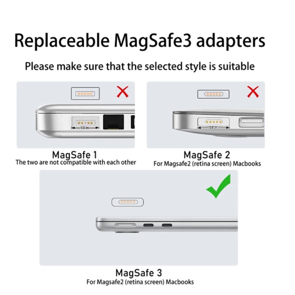  Macbook 140W Adapter MagSafe 3 till USB-C Snabbladdning - Teknikhallen.se