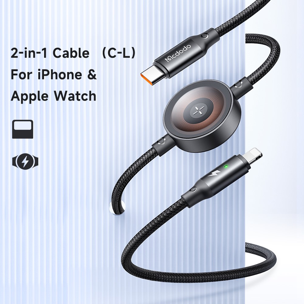 MCDODO MCDODO 1.5m 36W 2in1 Kabel Med Apple Watch Laddare Svart - Teknikhallen.se