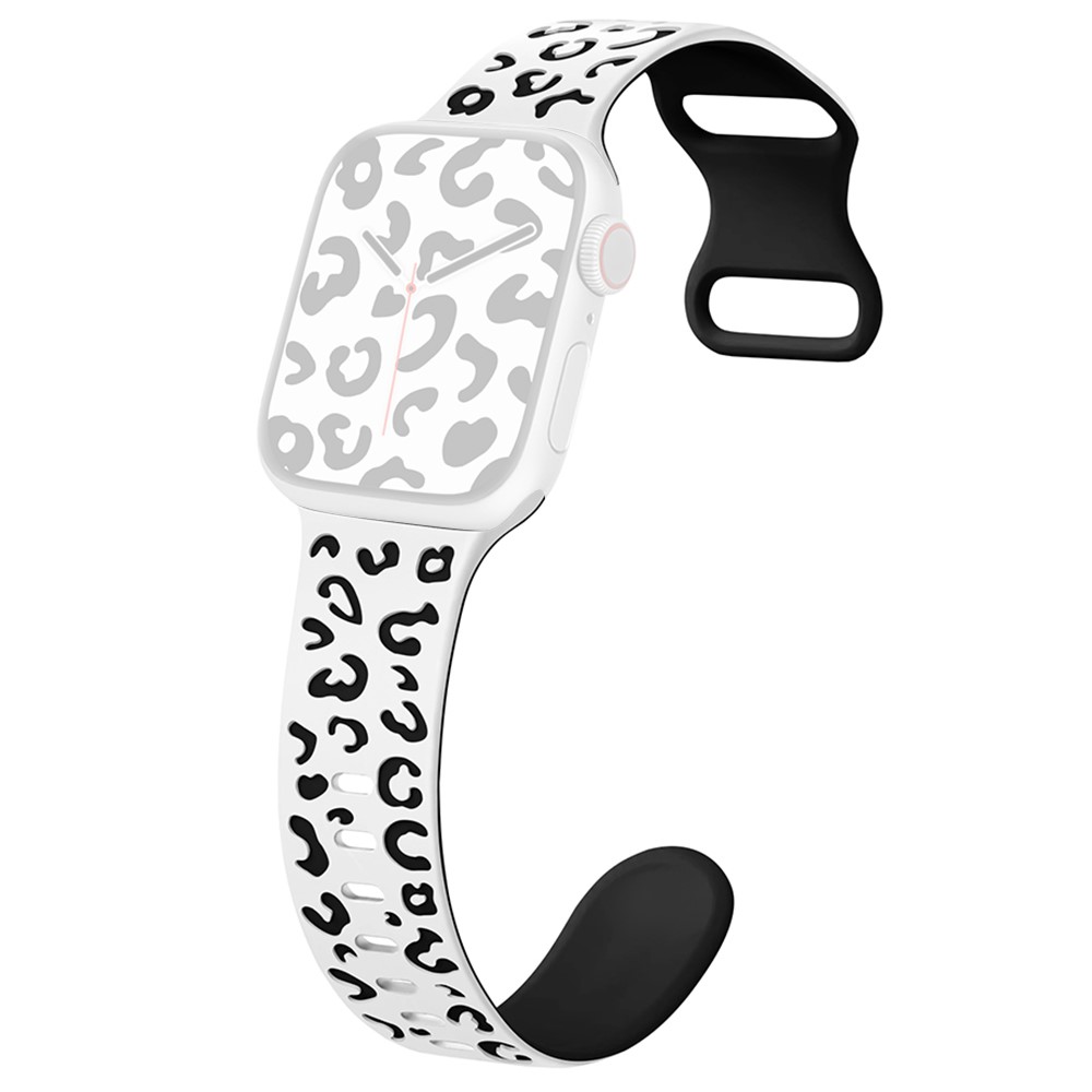  Apple Watch 42/44/45/49 Klockarmband Leopard Vit/Svart - Teknikhallen.se