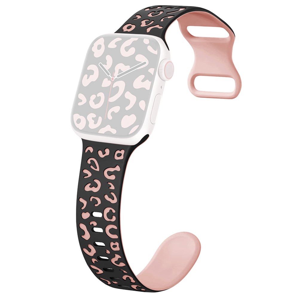  Apple Watch 42/44/45/49 Klockarmband Leopard Svart/Rosa - Teknikhallen.se