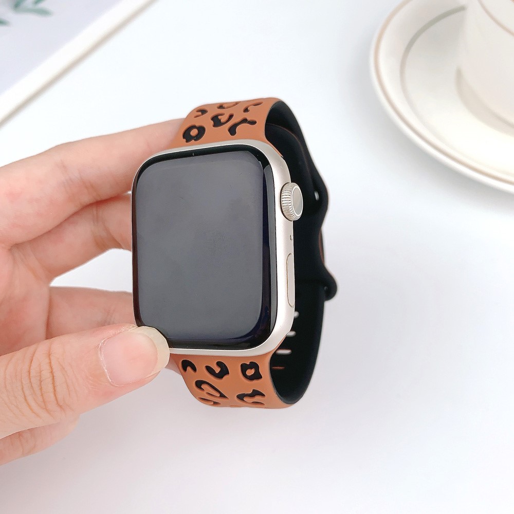  Apple Watch 42/44/45/49 Klockarmband Leopard Brun/Svart - Teknikhallen.se