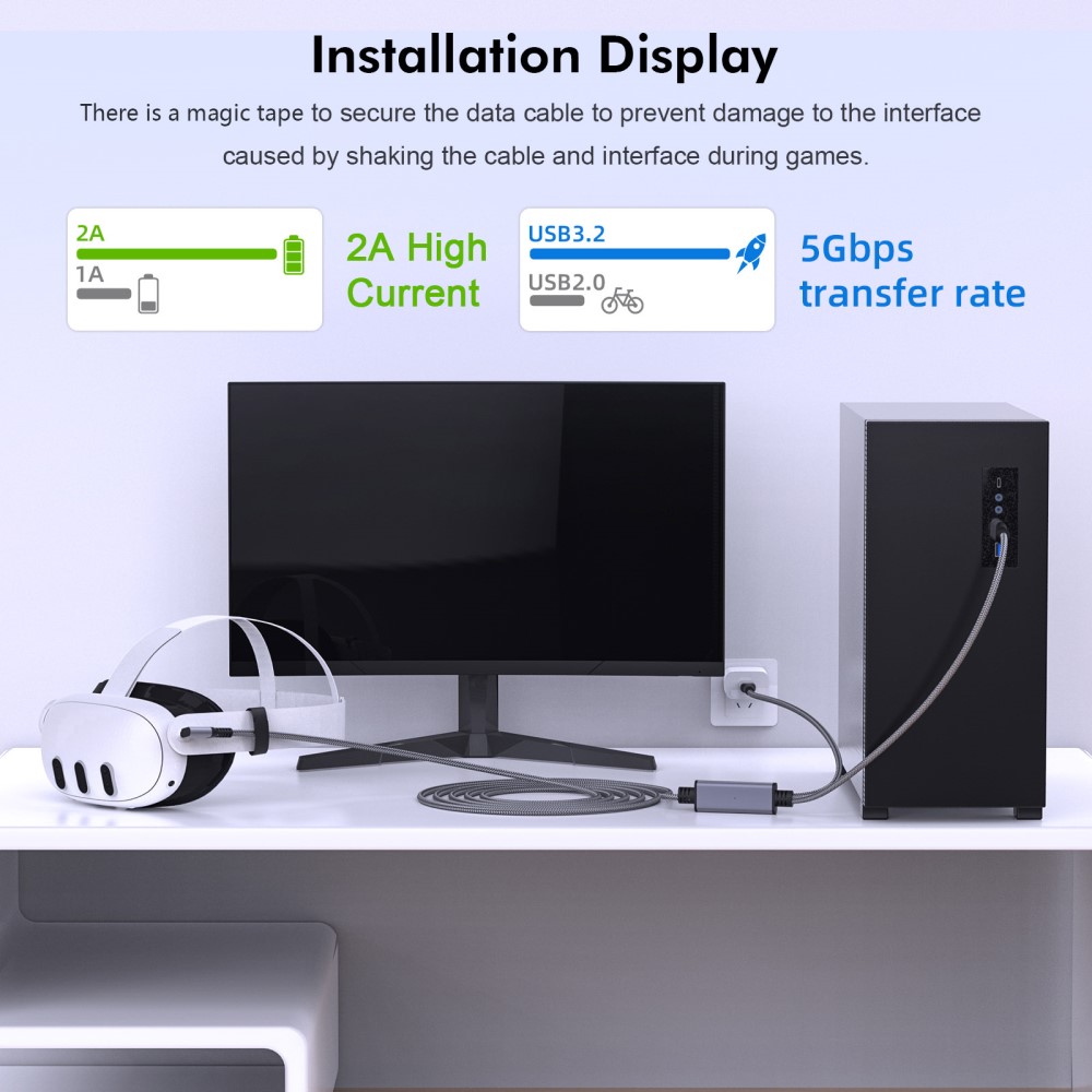  Link Kabel till VR Headset 5 m Gr - Teknikhallen.se