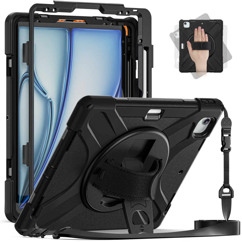  iPad Air 13 2024/Pro 12.9 2022-2020/2018 360° Skal Hybrid Kickstand - Teknikhallen.se