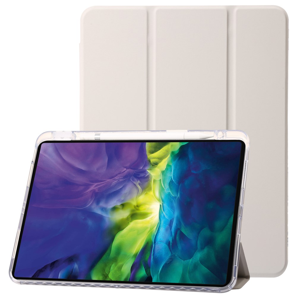  iPad Pro 11 2024 Fodral Tri-Fold Pennhållare Hybrid Grå - Teknikhallen.se