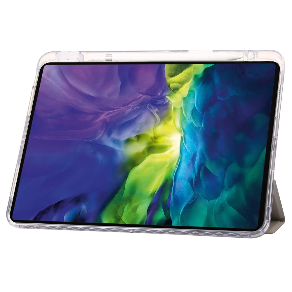  iPad Pro 11 2024 Fodral Tri-Fold Pennhållare Hybrid Grå - Teknikhallen.se