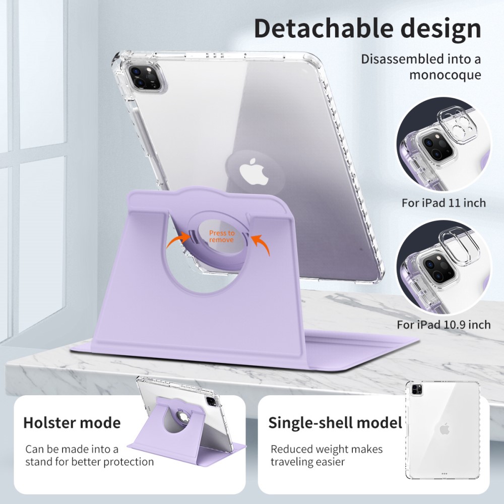  iPad Pro 11 2024 Fodral Hybrid Rotation Pennhållare Lila - Teknikhallen.se