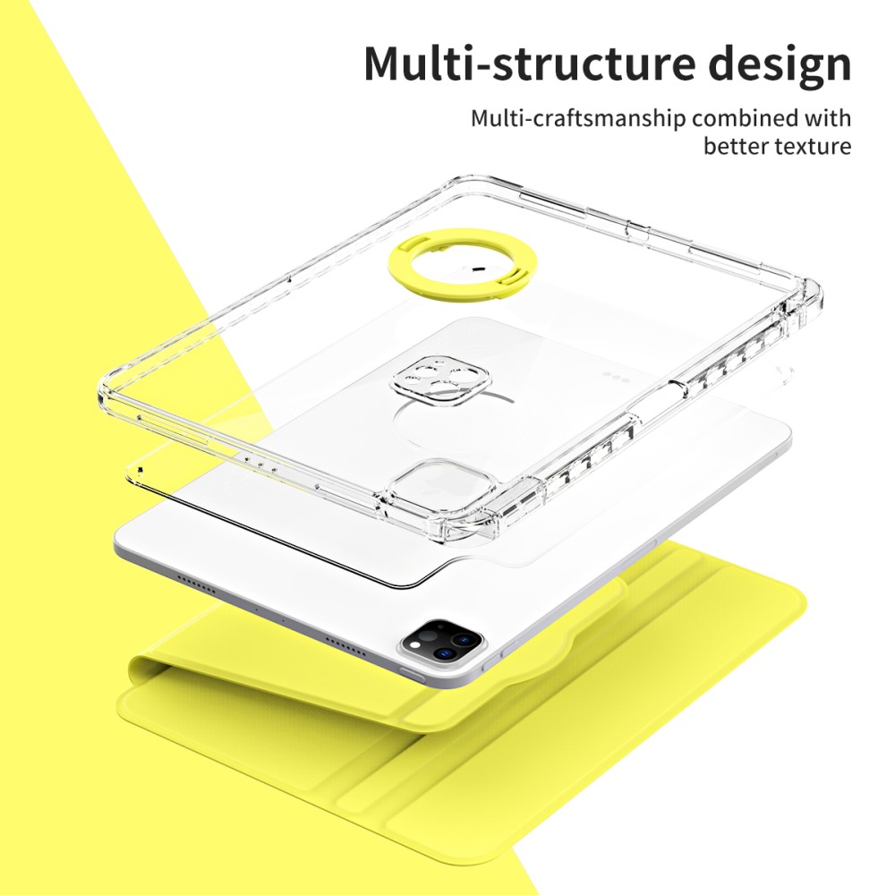  iPad Pro 11 2024 Fodral Hybrid Rotation Pennhållare Gul - Teknikhallen.se