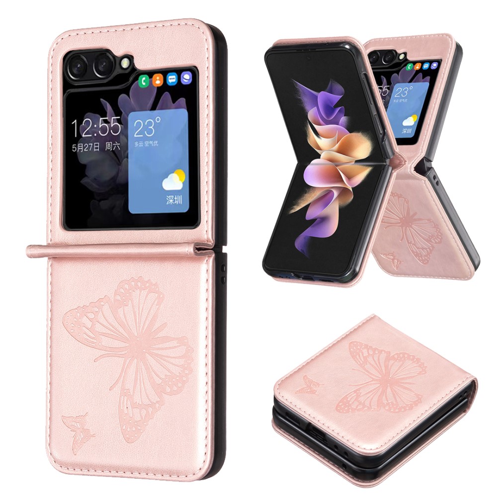  Galaxy Z Flip 6 Skal Fjril Textur Rosa - Teknikhallen.se