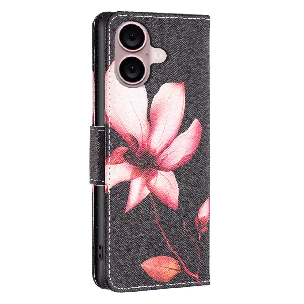  iPhone 16 Plus Fodral Med Tryck Rosa Blomma - Teknikhallen.se