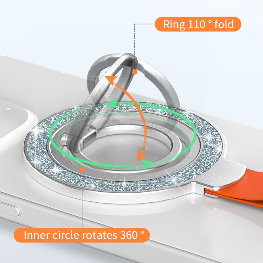  Magnetisk MagSafe Ring Hållare Glitter Silver - Teknikhallen.se