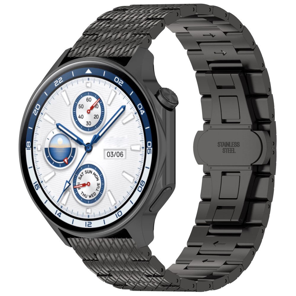  Klockarmband 22 mm Rostfritt Stål Svart - Teknikhallen.se