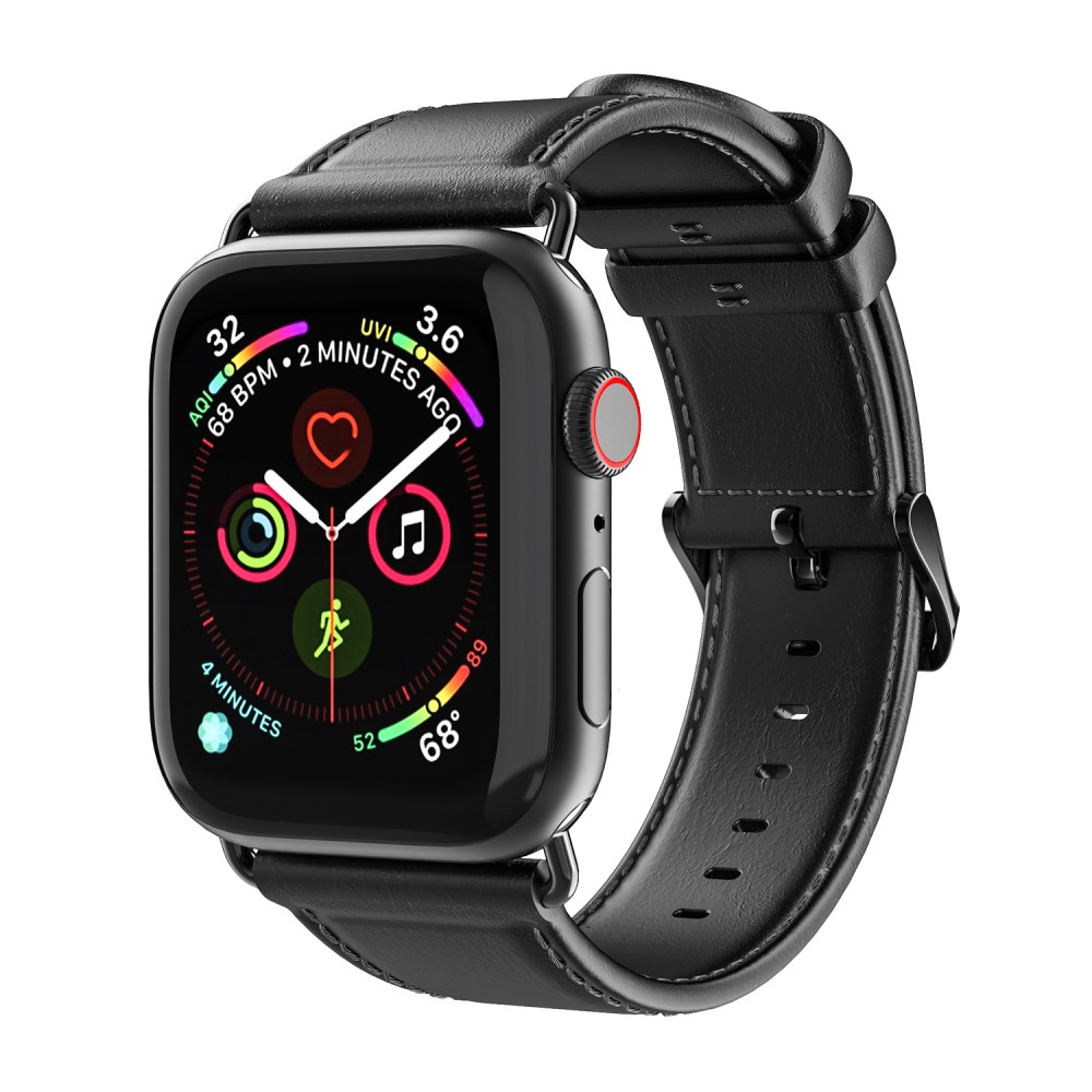  Apple Watch 38/40/41 mm Klockarmband kta Lder Svart - Teknikhallen.se