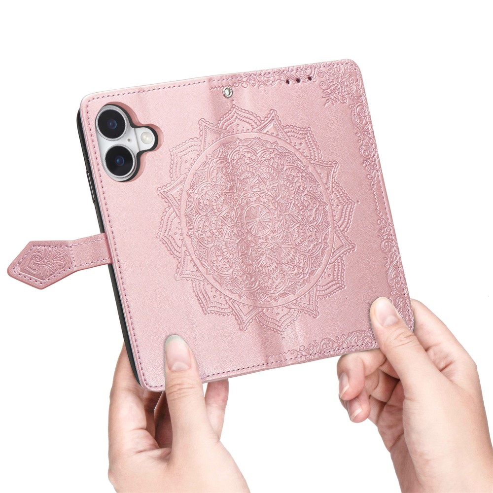  iPhone 16 Plus Fodral Mandala Lder Rosguld - Teknikhallen.se