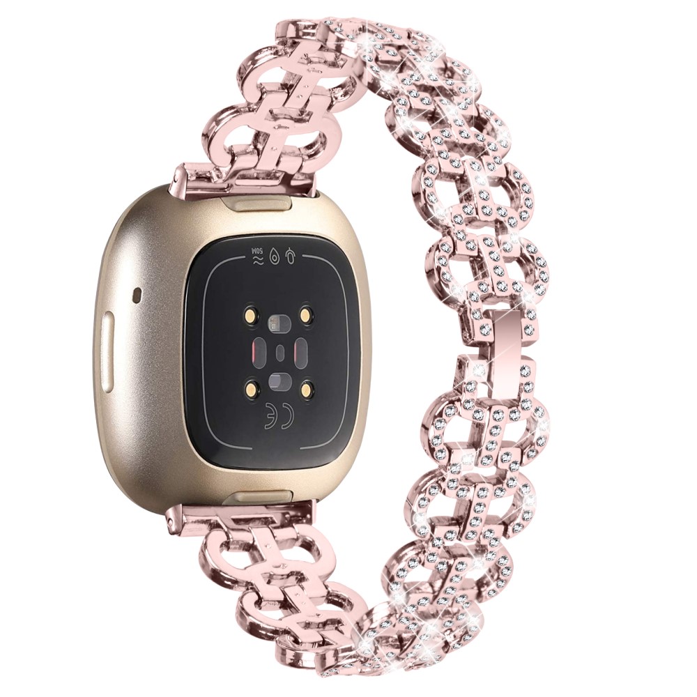  Fitbit Versa 4/Sense 2 Armband Metall Bling Rosa - Teknikhallen.se