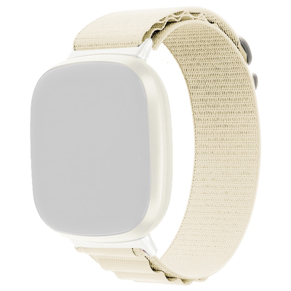  Fitbit Versa 4/Sense 2 Armband Justerbar Nylon Off White - Teknikhallen.se