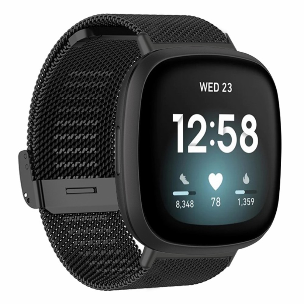  Fitbit Versa 4/Sense 2 Armband Metall Svart - Teknikhallen.se