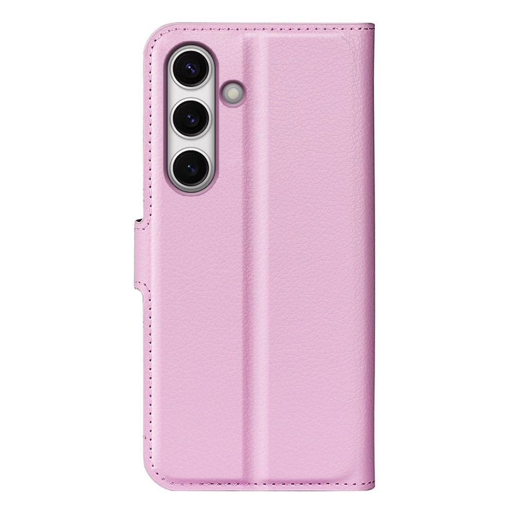  Samsung Galaxy S24 FE Fodral Litchi Lder Textur Ljus Rosa - Teknikhallen.se