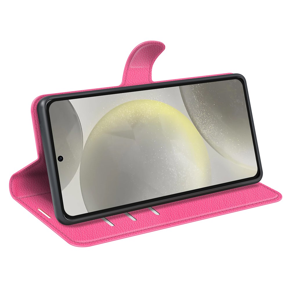  Samsung Galaxy S24 FE Fodral Litchi Lder Textur Rosa - Teknikhallen.se