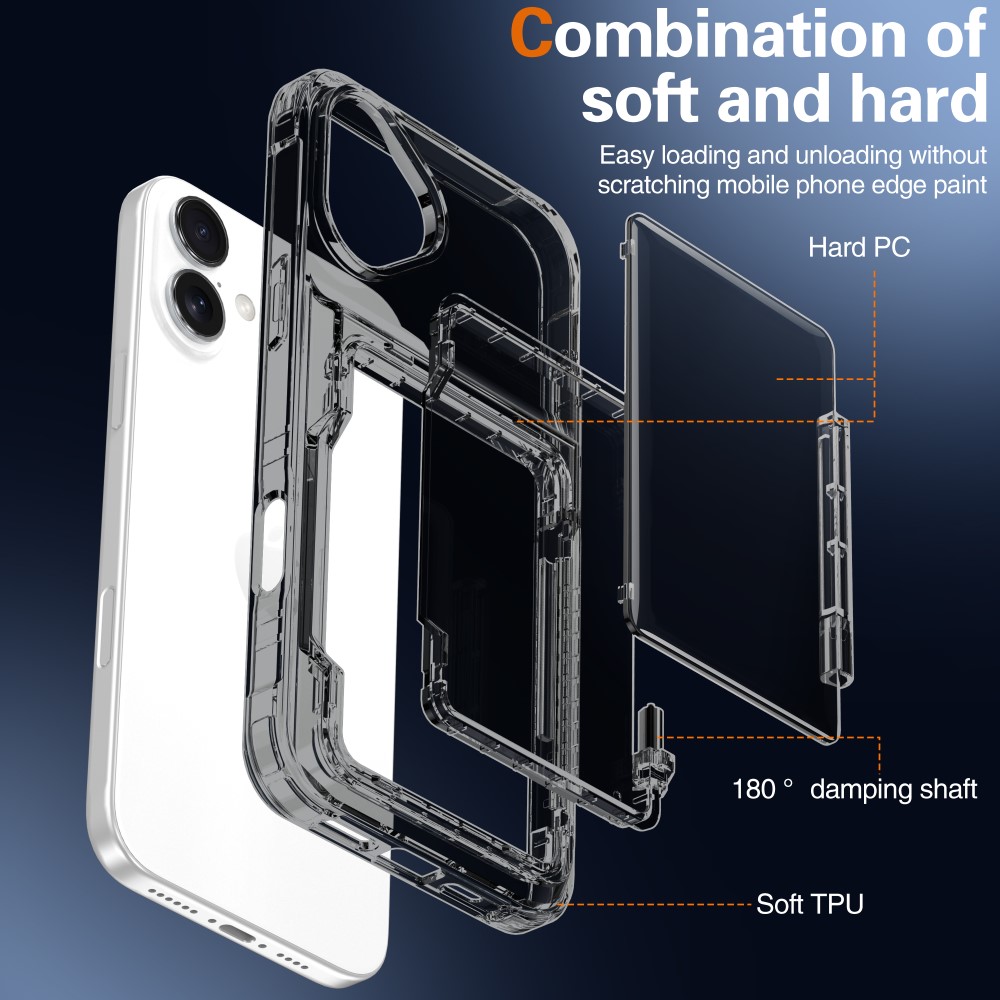  iPhone 16 Plus Skal Kickstand Med Korthållare Tonad Svart - Teknikhallen.se