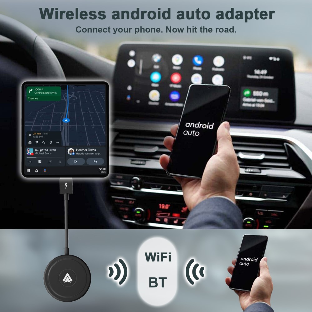  Trådlös Bluetooth Android Auto Adapter Svart - Teknikhallen.se