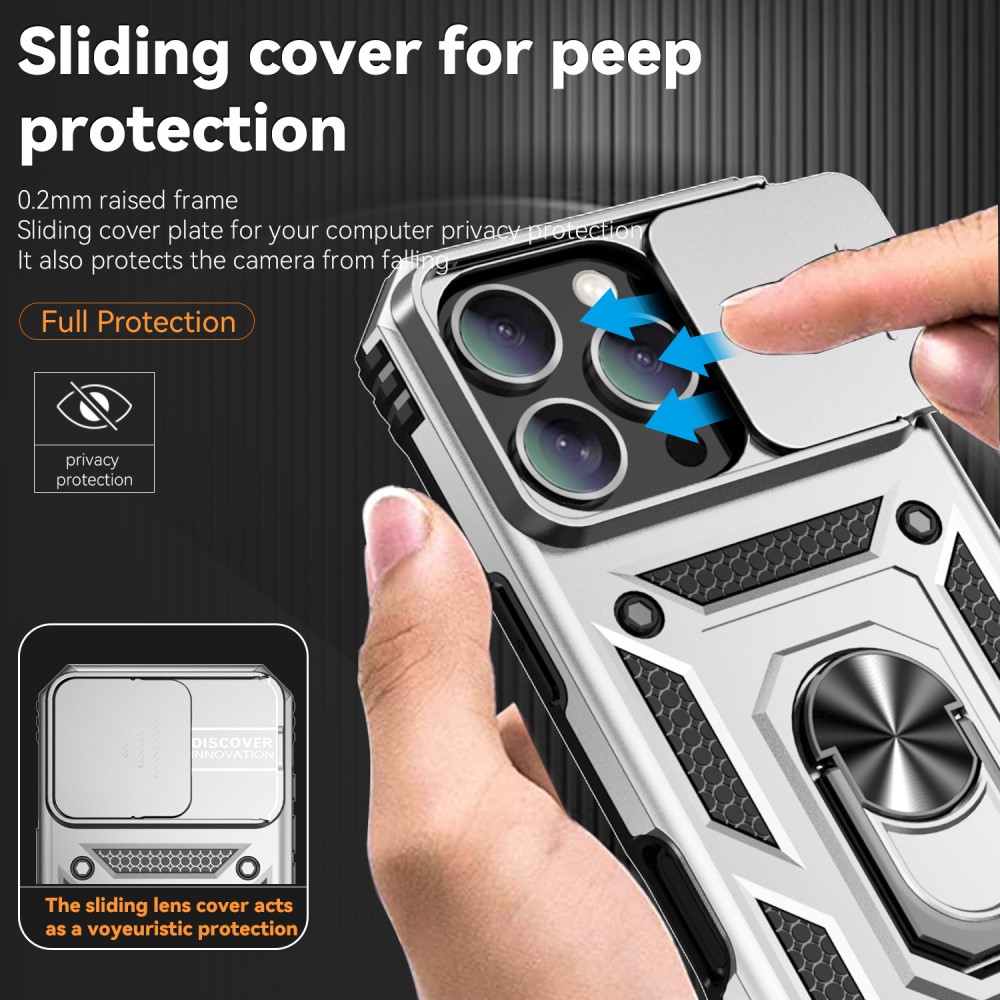  iPhone 16 Pro Skal CamShield Ring Hybrid Silver - Teknikhallen.se