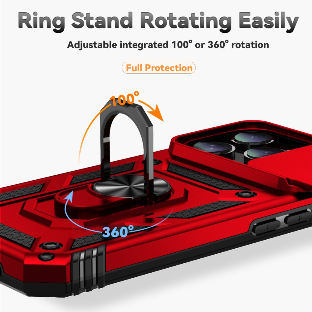  iPhone 16 Pro Max Skal CamShield Ring Hybrid Röd - Teknikhallen.se