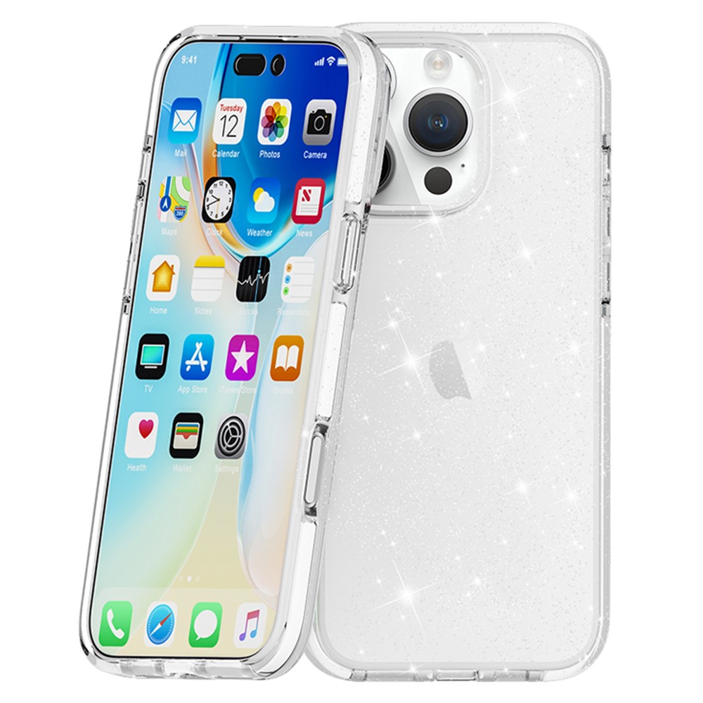  iPhone 16 Pro Skal Glitter Transparent - Teknikhallen.se