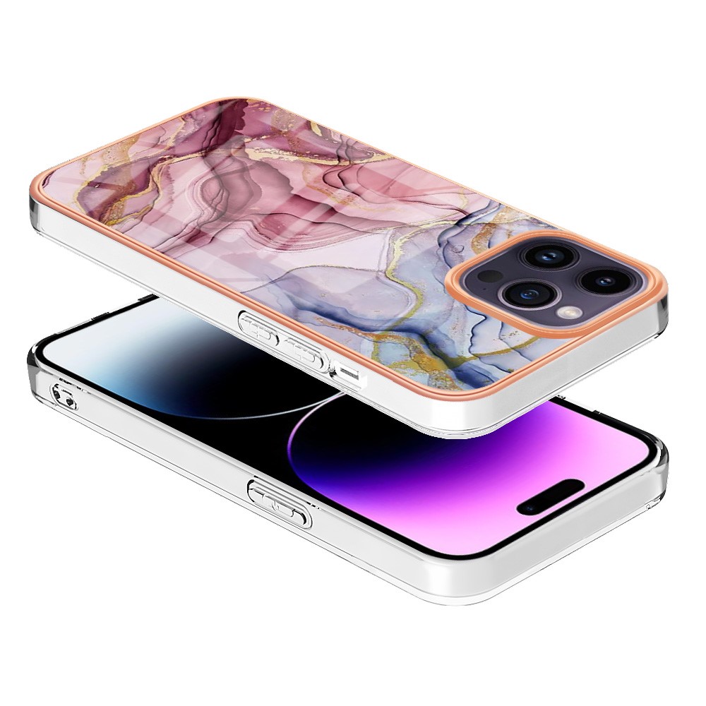  iPhone 16 Pro Skal TPU Marmor Roséguld - Teknikhallen.se