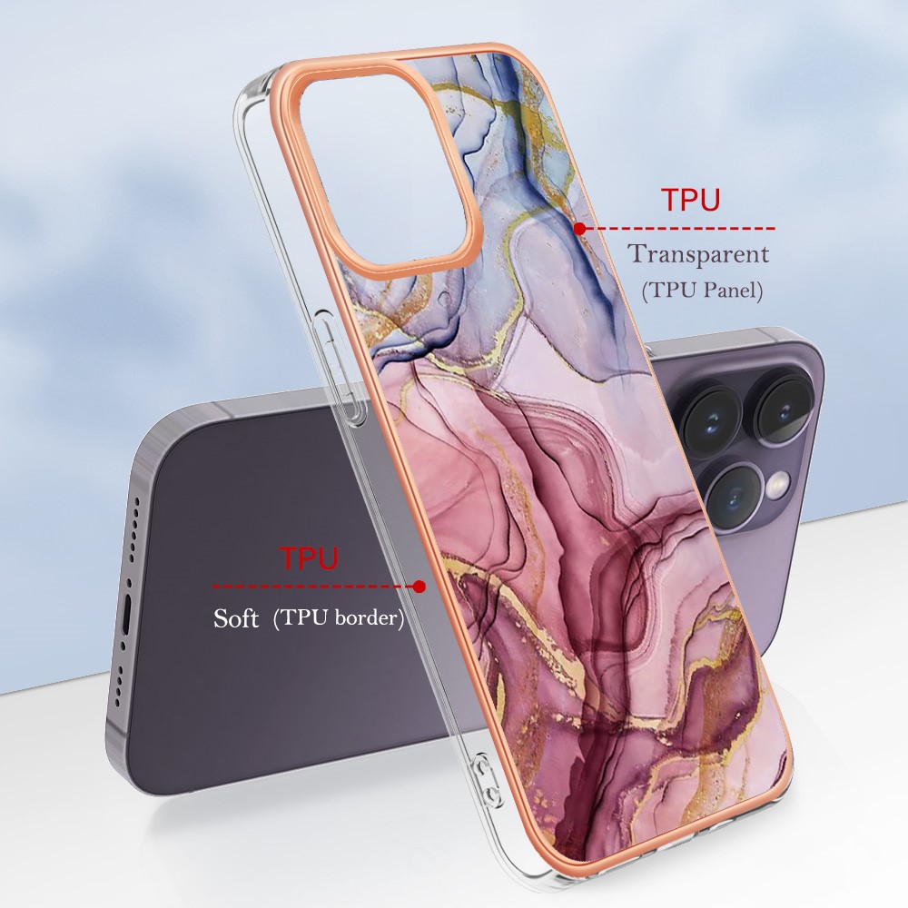  iPhone 16 Pro Skal TPU Marmor Roséguld - Teknikhallen.se