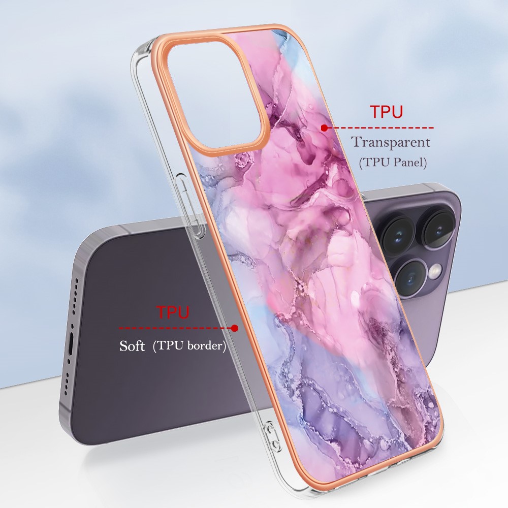  iPhone 16 Pro Skal TPU Marmor Rosa - Teknikhallen.se