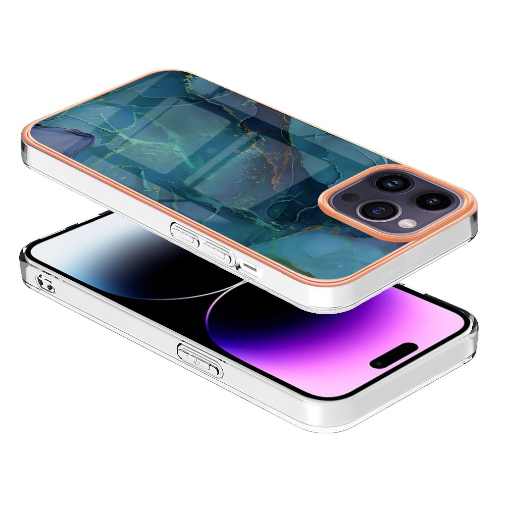  iPhone 16 Pro Skal TPU Marmor Grön - Teknikhallen.se