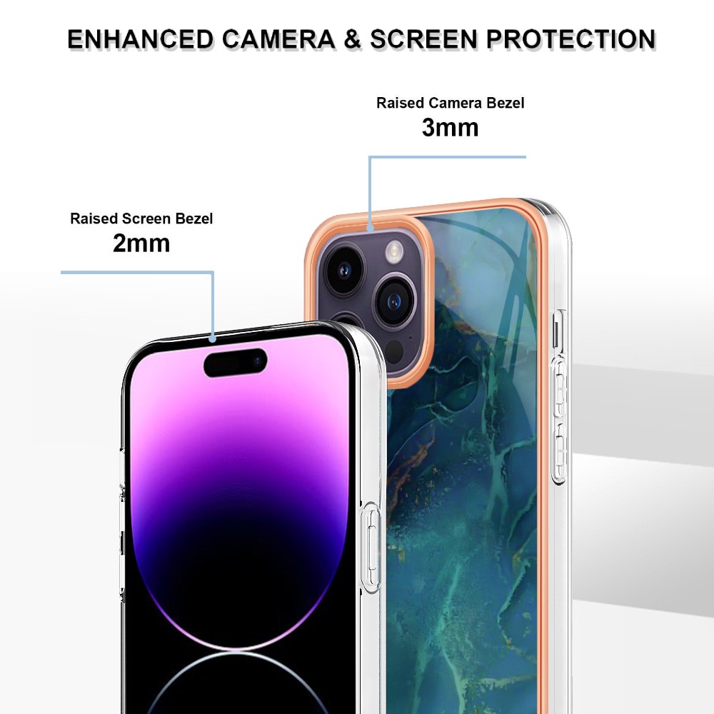  iPhone 16 Pro Skal TPU Marmor Grön - Teknikhallen.se