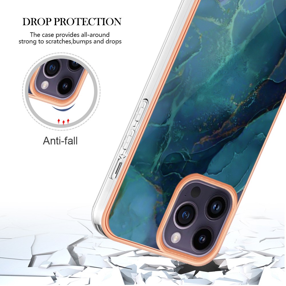  iPhone 16 Pro Skal TPU Marmor Grön - Teknikhallen.se