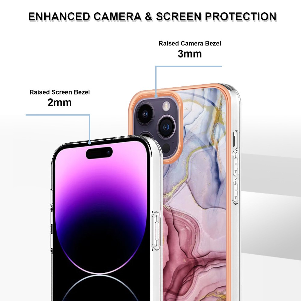  iPhone 16 Pro Max Skal TPU Marmor Roséguld - Teknikhallen.se