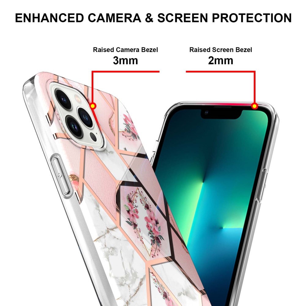  iPhone 16 Pro Max Skal TPU Marmor Rosa Blomma - Teknikhallen.se