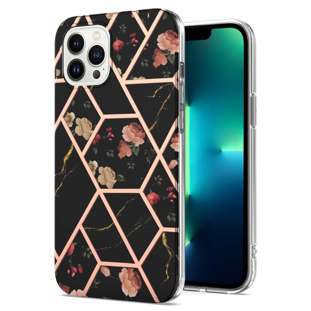  iPhone 16 Pro Max Skal TPU Marmor Svart Blomma - Teknikhallen.se