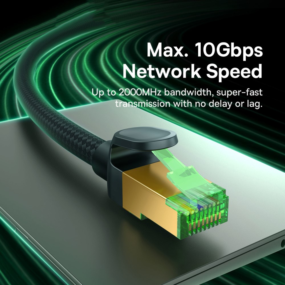 BASEUS BASEUS 8 m Cat8 40Gbps RJ45 Nätverkskabel Svart - Teknikhallen.se