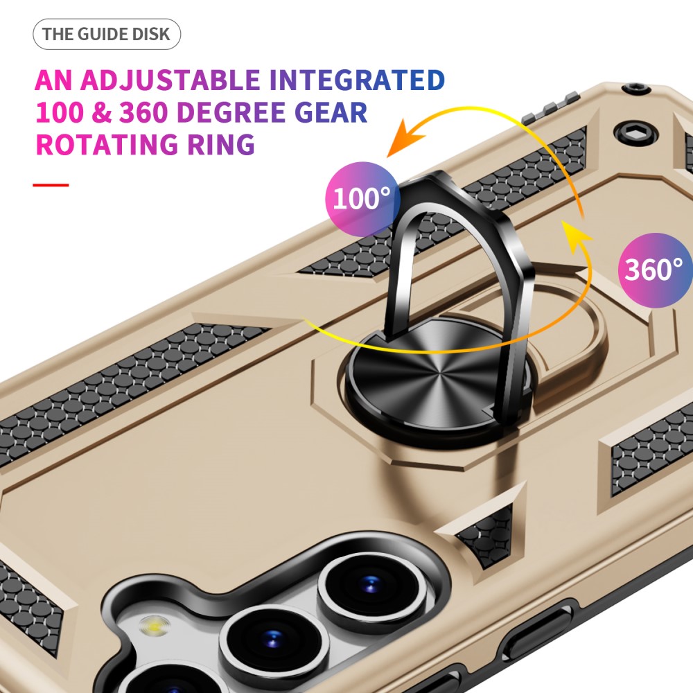  Samsung Galaxy S25 Skal Armor Ring Hybrid Guld - Teknikhallen.se