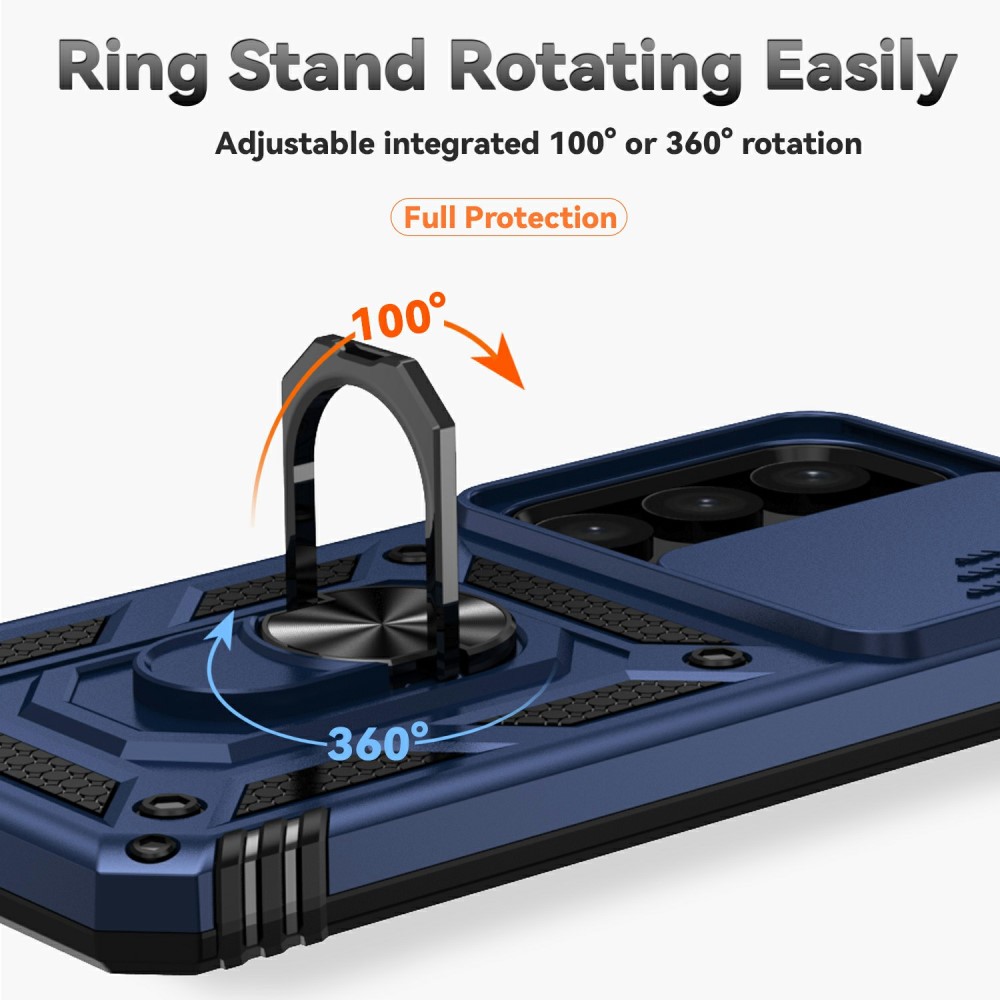  Samsung Galaxy S25 Skal Hybrid Ring CamShield Blå - Teknikhallen.se