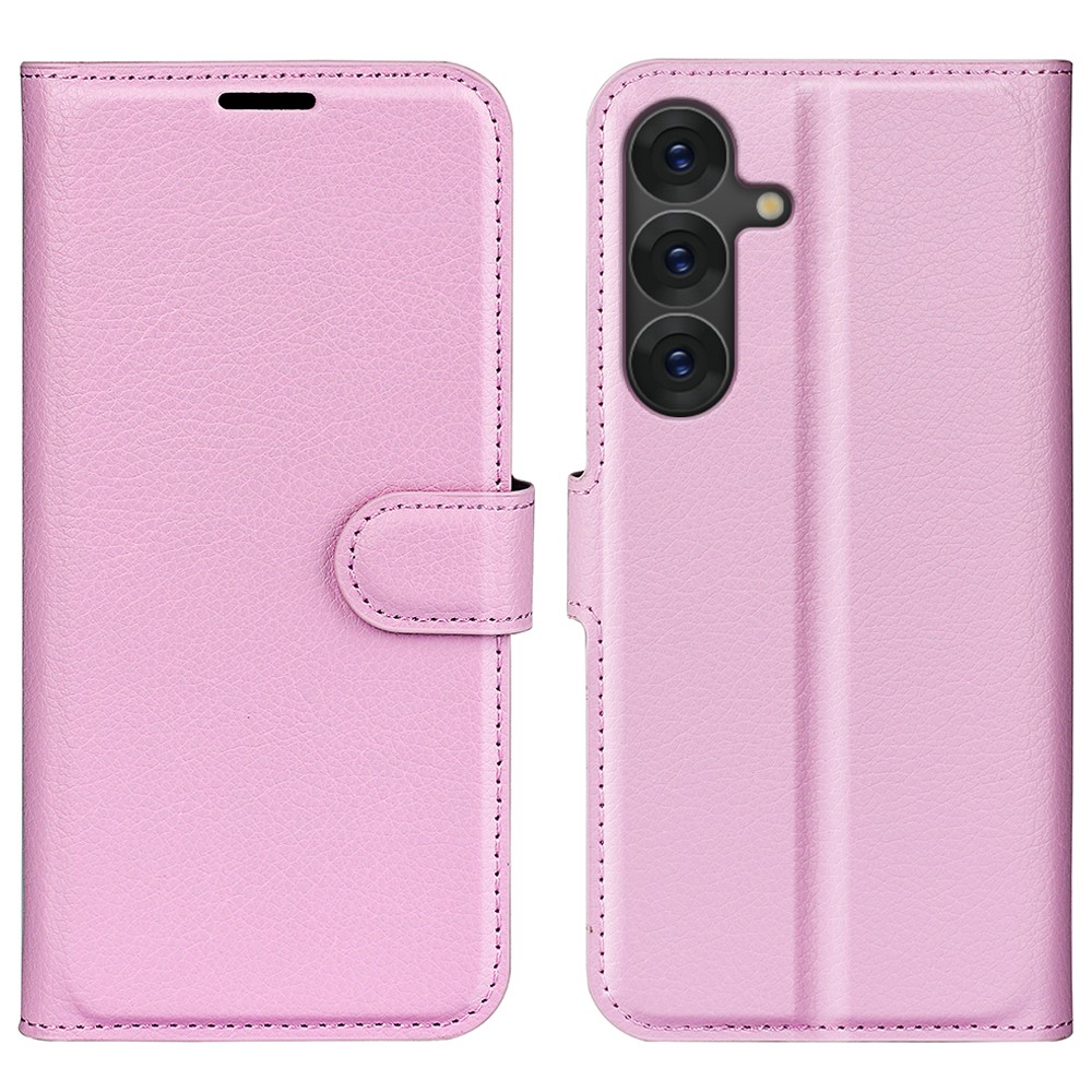  Samsung Galaxy S25 Fodral Litchi Läder Ljus Rosa - Teknikhallen.se