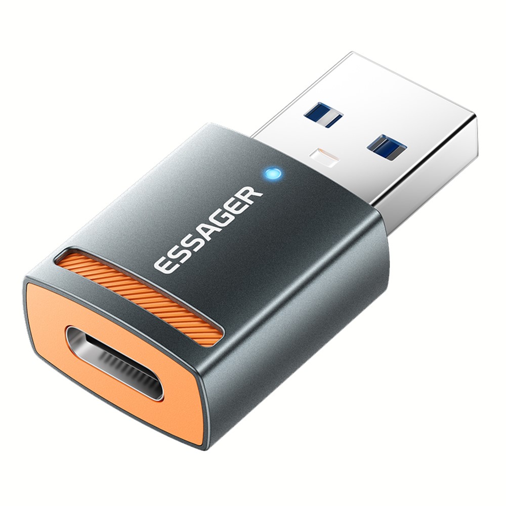 ESSAGER ESSAGER USB-A 3.0 Till USB-C Adapter Grå - Teknikhallen.se