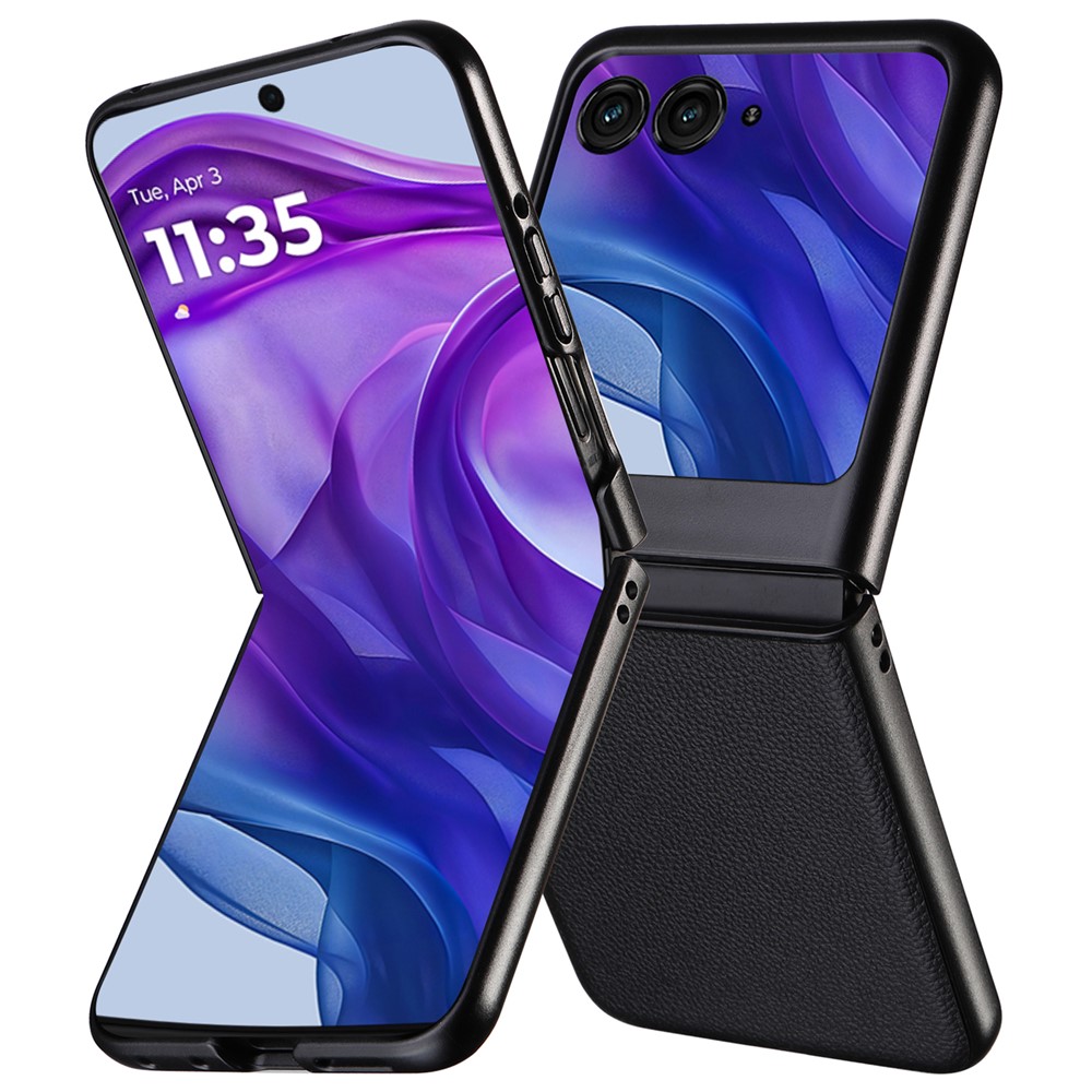  Motorola Razr 60 / 50 5G Skal Litchi Textur Svart - Teknikhallen.se