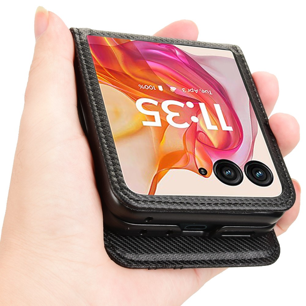 Motorola Razr 50 Ultra 5G Skal Med Kortfack Läder Svart - Teknikhallen.se