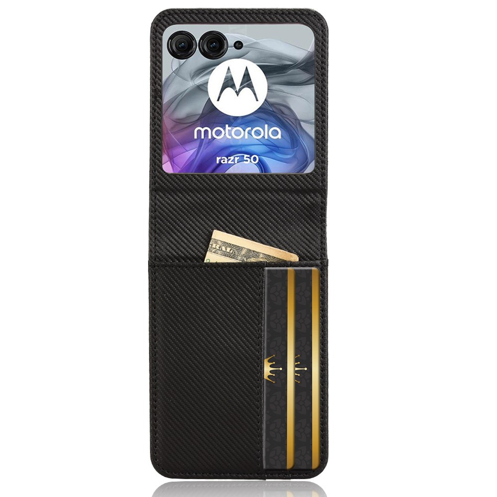  Motorola Razr 60 / 50 5G Skal Med Kortfack Läder Svart - Teknikhallen.se