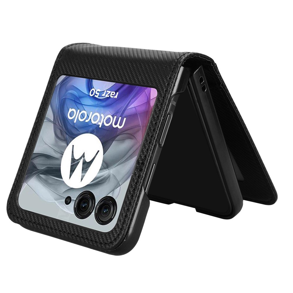  Motorola Razr 60 / 50 5G Skal Med Kortfack Läder Svart - Teknikhallen.se