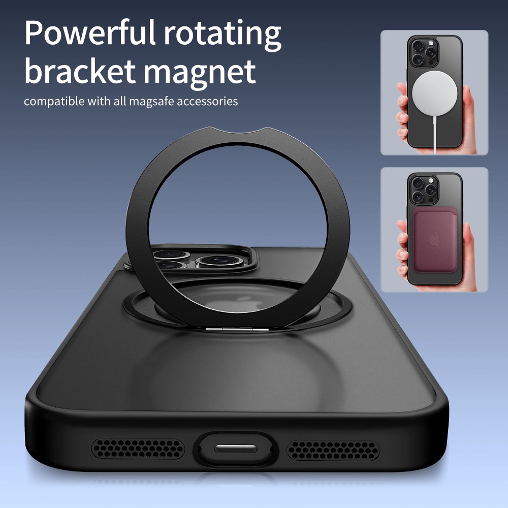 LEEU DESIGN LEEU DESIGN iPhone 16 Pro Skal MagSafe Kickstand Svart - Teknikhallen.se