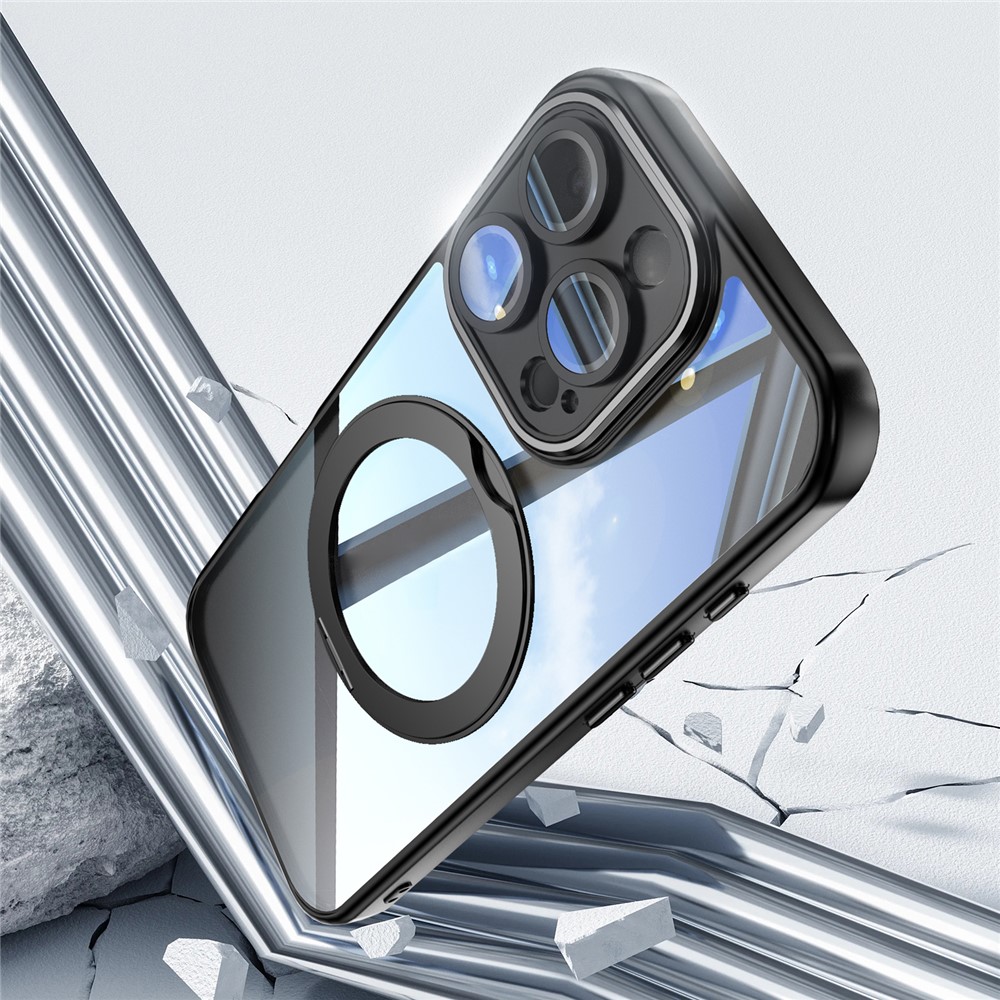  iPhone 16 Pro Max Skal MagSafe Kickstand Transparent/Svart - Teknikhallen.se