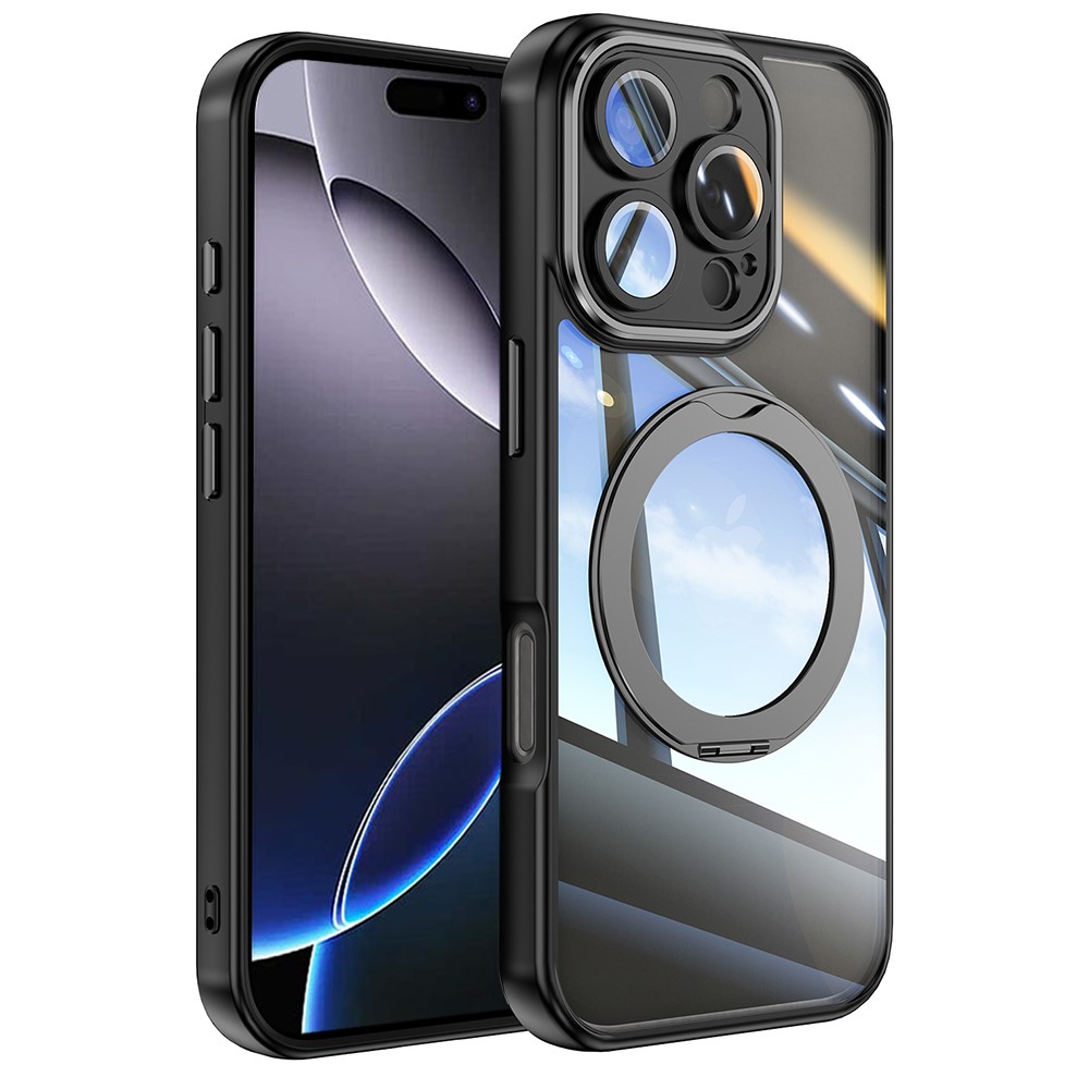 iPhone 16 Pro Skal MagSafe Kickstand Transparent/Svart - Teknikhallen.se