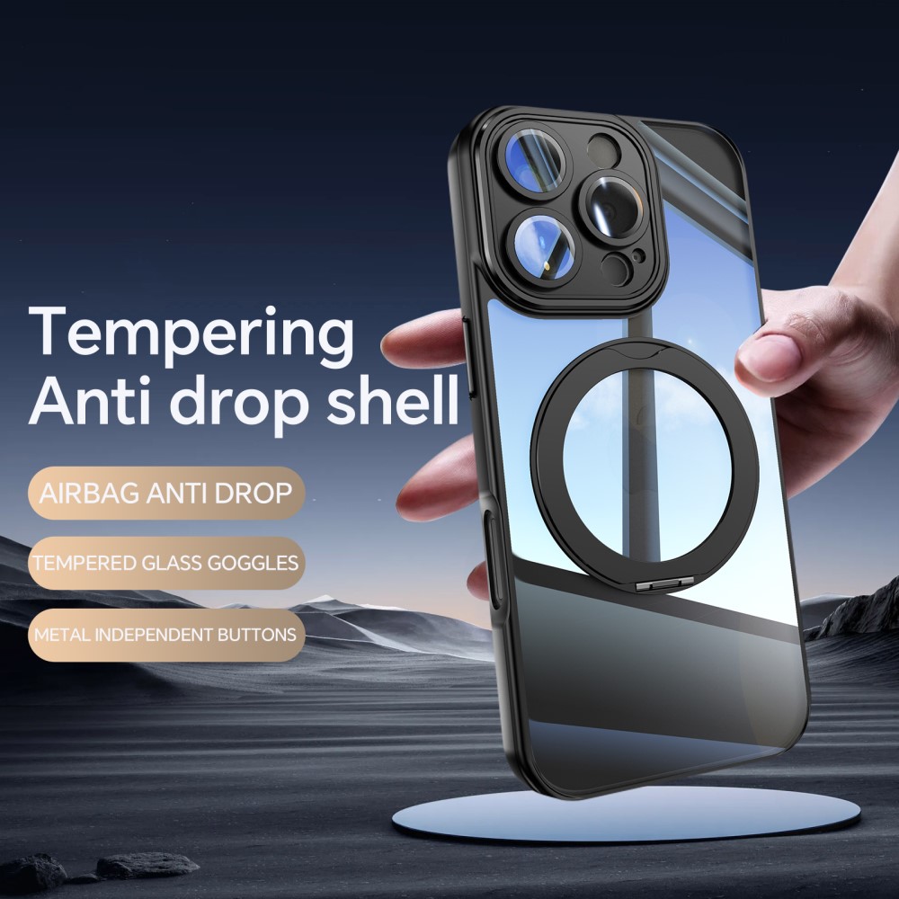  iPhone 16 Pro Skal MagSafe Kickstand Transparent/Svart - Teknikhallen.se